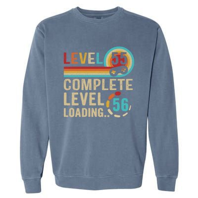 Gamer 55th Birthday Level 55 Complete Level 56 Loading Gift Garment-Dyed Sweatshirt