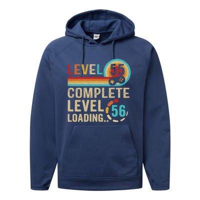 Gamer 55th Birthday Level 55 Complete Level 56 Loading Gift Performance Fleece Hoodie