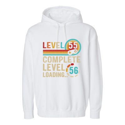 Gamer 55th Birthday Level 55 Complete Level 56 Loading Gift Garment-Dyed Fleece Hoodie