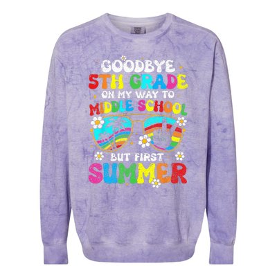 Goodbye 5th Grade Graduation To Middle school Hello Summer Colorblast Crewneck Sweatshirt