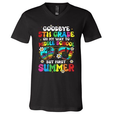 Goodbye 5th Grade Graduation To Middle school Hello Summer V-Neck T-Shirt