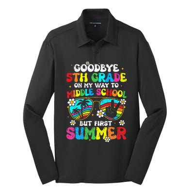 Goodbye 5th Grade Graduation To Middle school Hello Summer Silk Touch Performance Long Sleeve Polo