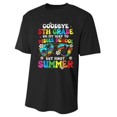 Goodbye 5th Grade Graduation To Middle school Hello Summer Performance Sprint T-Shirt