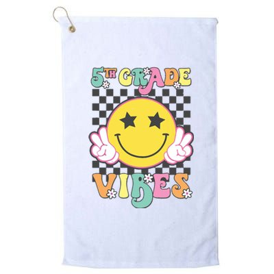 Girl 5th Grade Vibes Smile Face Back To School Fifth Grade Platinum Collection Golf Towel