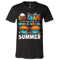 Goodbye 5th Grade Graduation To Middle School Hello Summer V-Neck T-Shirt