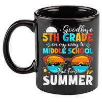 Goodbye 5th Grade Graduation To Middle School Hello Summer 11oz C Handle Ceramic Mug