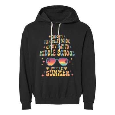 Goodbye 5th Grade Graduation To 6th Grade Hello Summer Garment-Dyed Fleece Hoodie