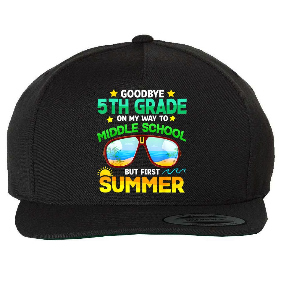 Goodbye 5th Grade Graduation To 6th Grade Hello Summer Wool Snapback Cap