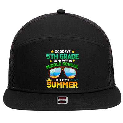 Goodbye 5th Grade Graduation To 6th Grade Hello Summer 7 Panel Mesh Trucker Snapback Hat