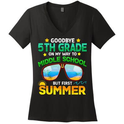 Goodbye 5th Grade Graduation To 6th Grade Hello Summer Women's V-Neck T-Shirt