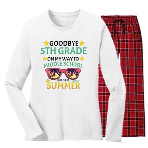 Goodbye 5th Grade Onmy Way To Middle School Women's Long Sleeve Flannel Pajama Set 