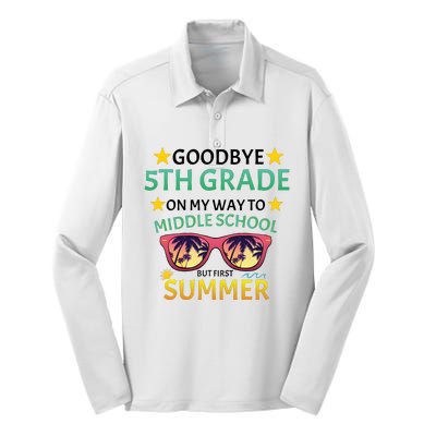 Goodbye 5th Grade Onmy Way To Middle School Silk Touch Performance Long Sleeve Polo