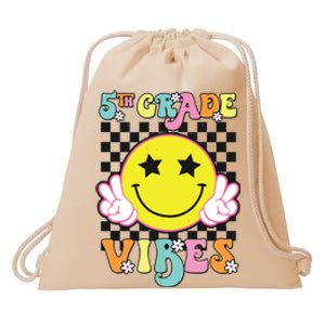 Girl 5th Grade Vibes Smile Face Back To School Fifth Grade Drawstring Bag