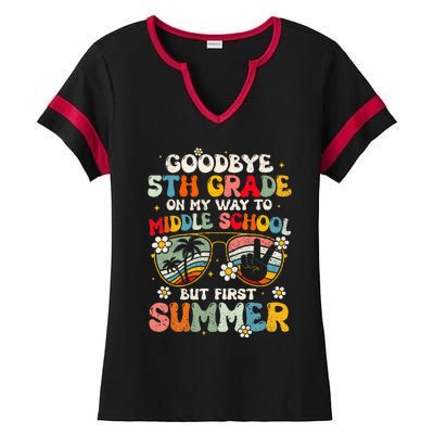 Goodbye 5th Grade Graduation To Middle school Hello Summer Ladies Halftime Notch Neck Tee