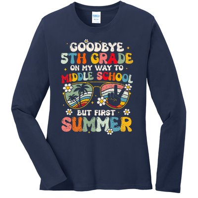 Goodbye 5th Grade Graduation To Middle school Hello Summer Ladies Long Sleeve Shirt