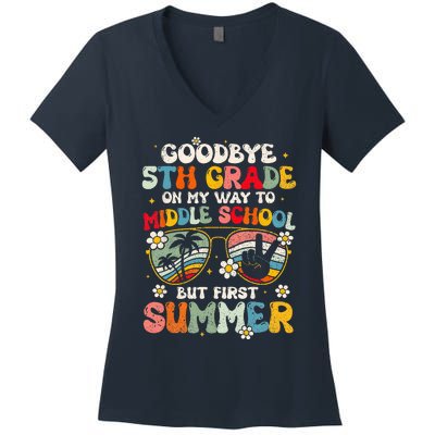 Goodbye 5th Grade Graduation To Middle school Hello Summer Women's V-Neck T-Shirt