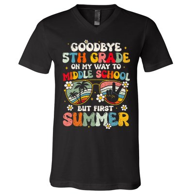 Goodbye 5th Grade Graduation To Middle school Hello Summer V-Neck T-Shirt