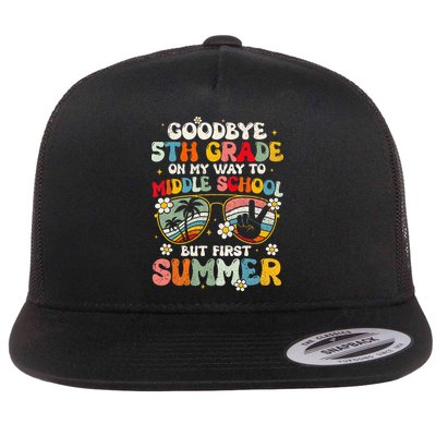 Goodbye 5th Grade Graduation To Middle school Hello Summer Flat Bill Trucker Hat