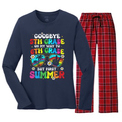 Goodbye 5th Grade Graduation To 6th Grade Hello Summer Women's Long Sleeve Flannel Pajama Set 