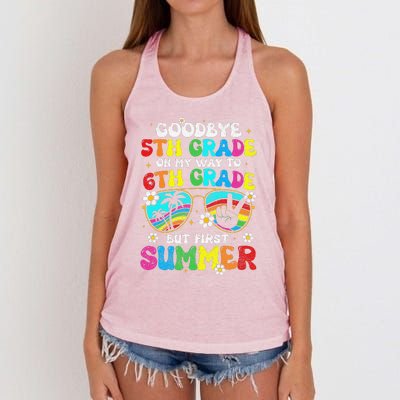 Goodbye 5th Grade Graduation To 6th Grade Hello Summer Women's Knotted Racerback Tank