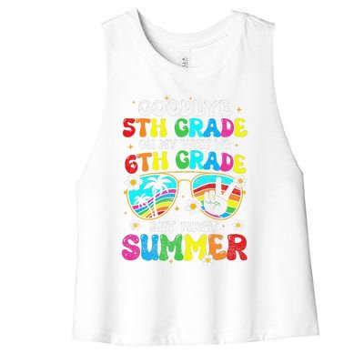 Goodbye 5th Grade Graduation To 6th Grade Hello Summer Women's Racerback Cropped Tank