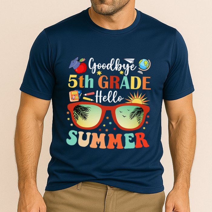 Goodbye 5th Grade Hello Summer Fifth Grade Student Teacher Cooling Performance Crew T-Shirt