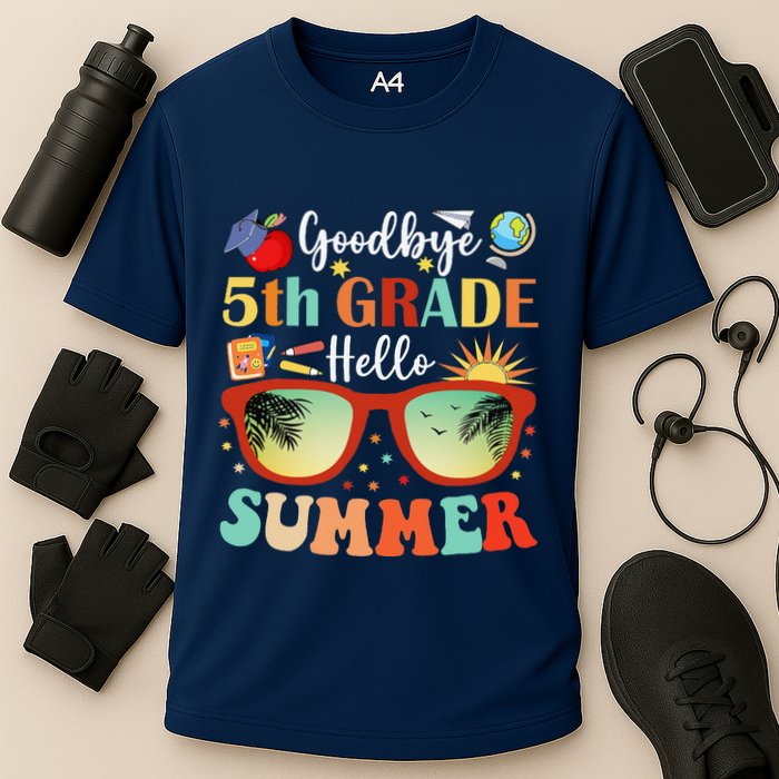 Goodbye 5th Grade Hello Summer Fifth Grade Student Teacher Cooling Performance Crew T-Shirt