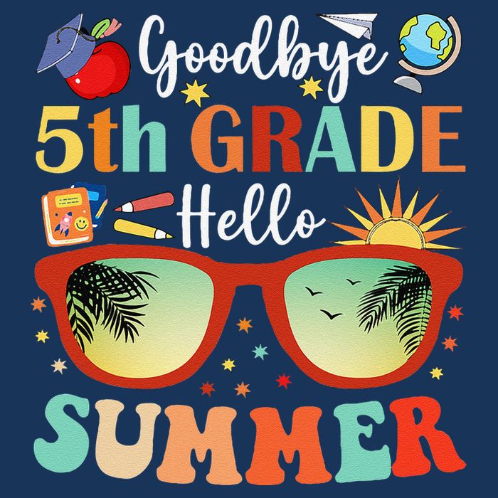Goodbye 5th Grade Hello Summer Fifth Grade Student Teacher Cooling Performance Crew T-Shirt