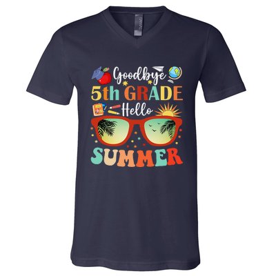 Goodbye 5th Grade Hello Summer Fifth Grade Student Teacher V-Neck T-Shirt