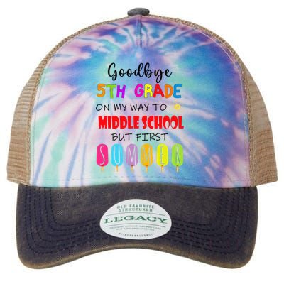 Goodbye 5th Grade Graduation To Middle school Hello Summer Legacy Tie Dye Trucker Hat