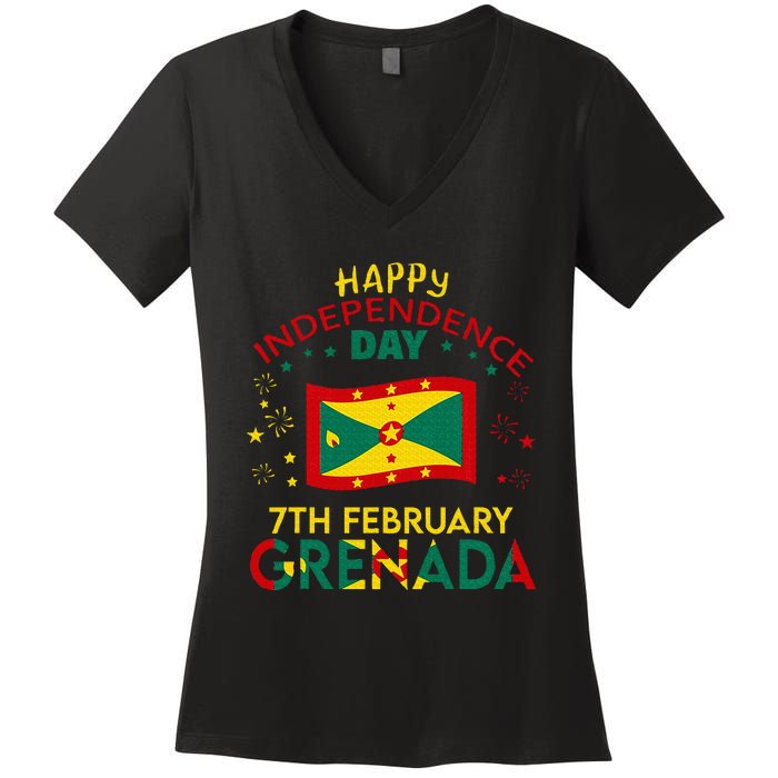 Grenada 50th Independence Day Grenadian Pride Grenada Flag Women's V-Neck T-Shirt