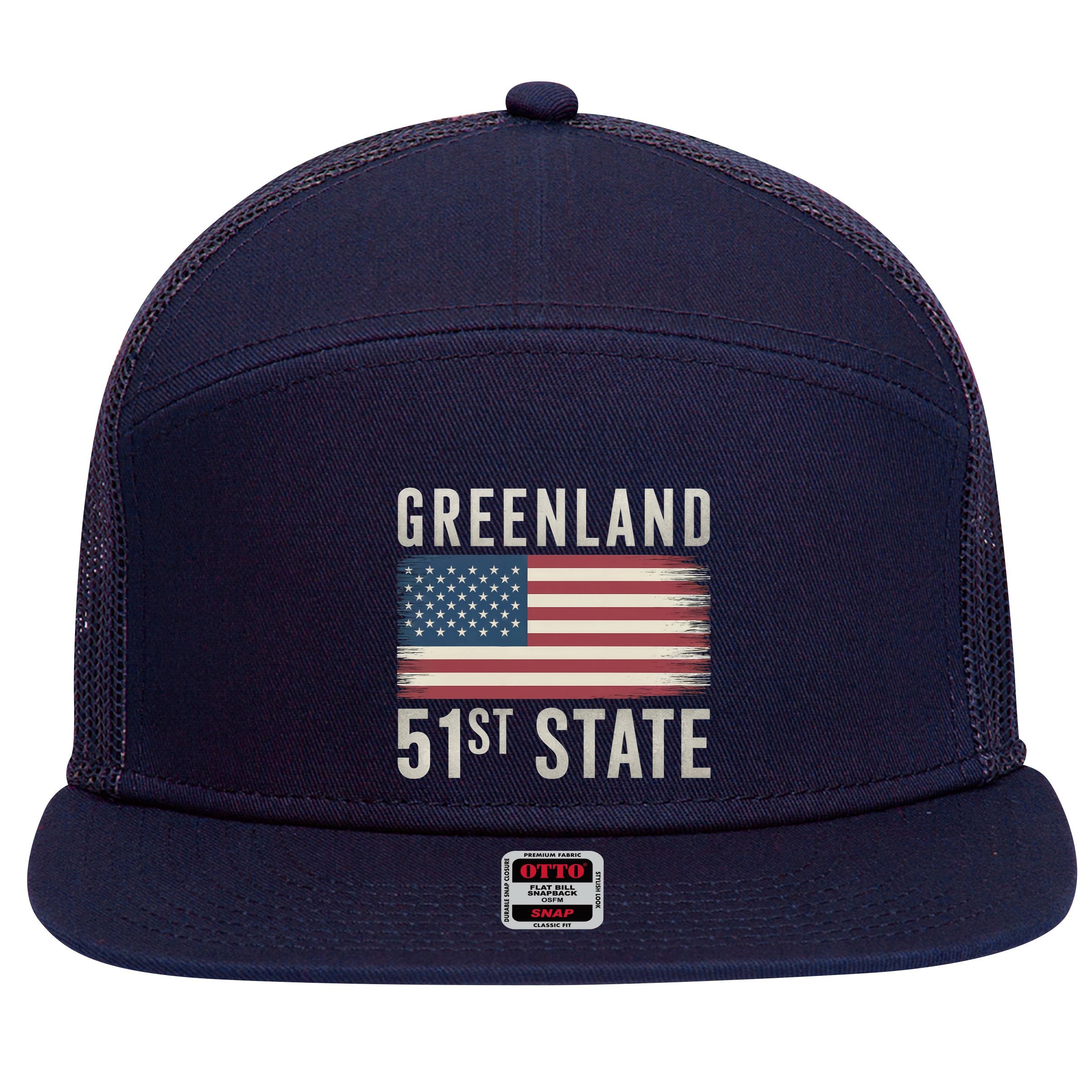 Greenland 51st State 7 Panel Mesh Trucker Snapback Hat