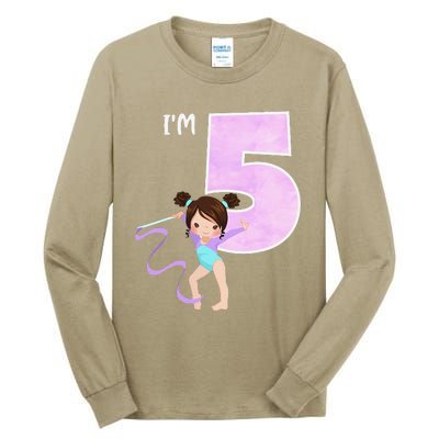 Girl's 5 Year Old Gymnast 5th Birthday Party Gymnastics Tall Long Sleeve T-Shirt