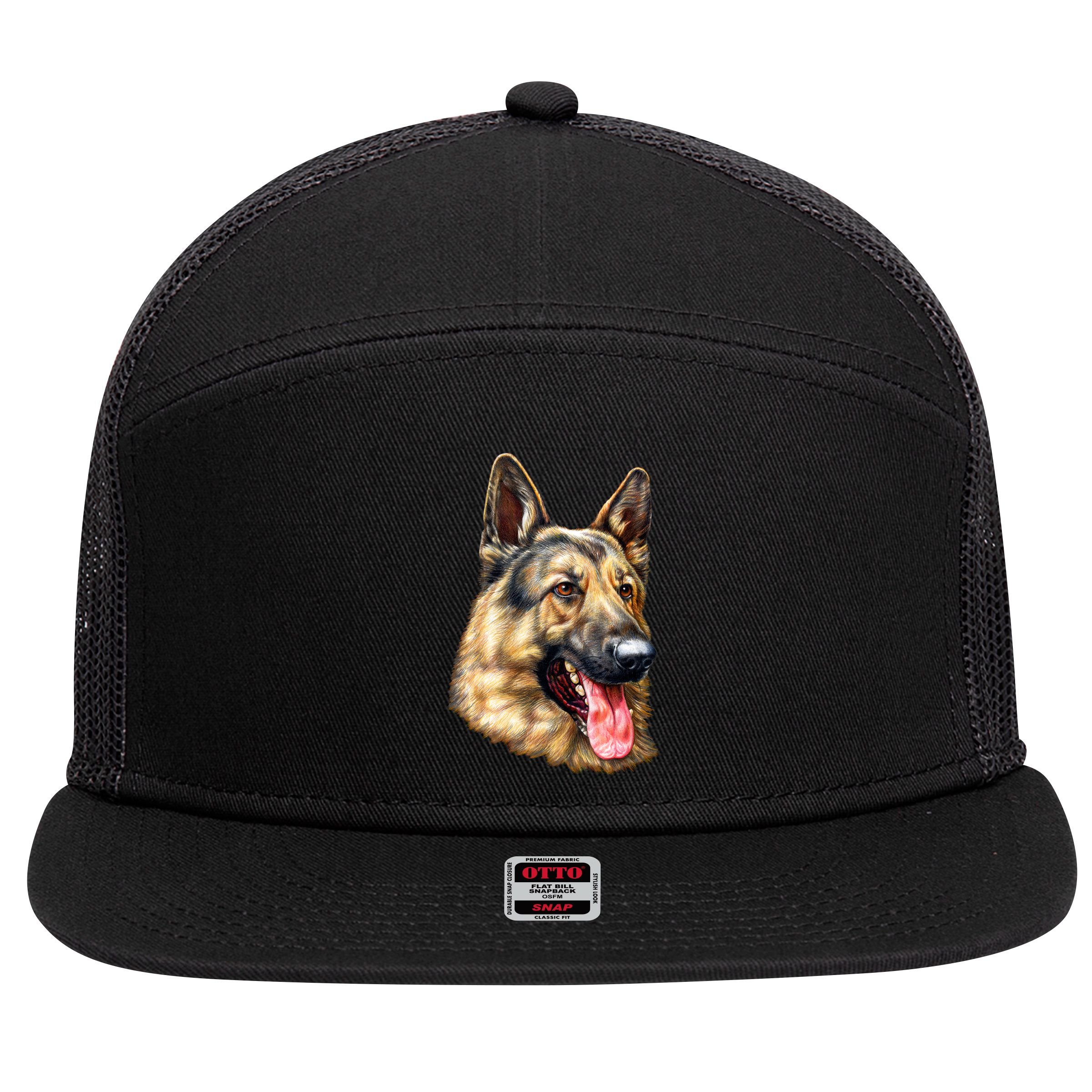 German Shepherd Face 7 Panel Mesh Trucker Snapback Hat