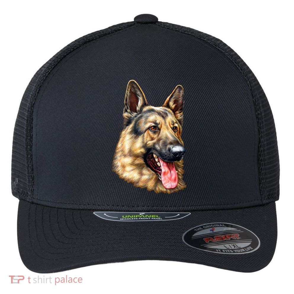 German Shepherd Face Flexfit Unipanel Trucker Cap