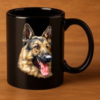 German Shepherd Face 11oz C Handle Ceramic Mug
