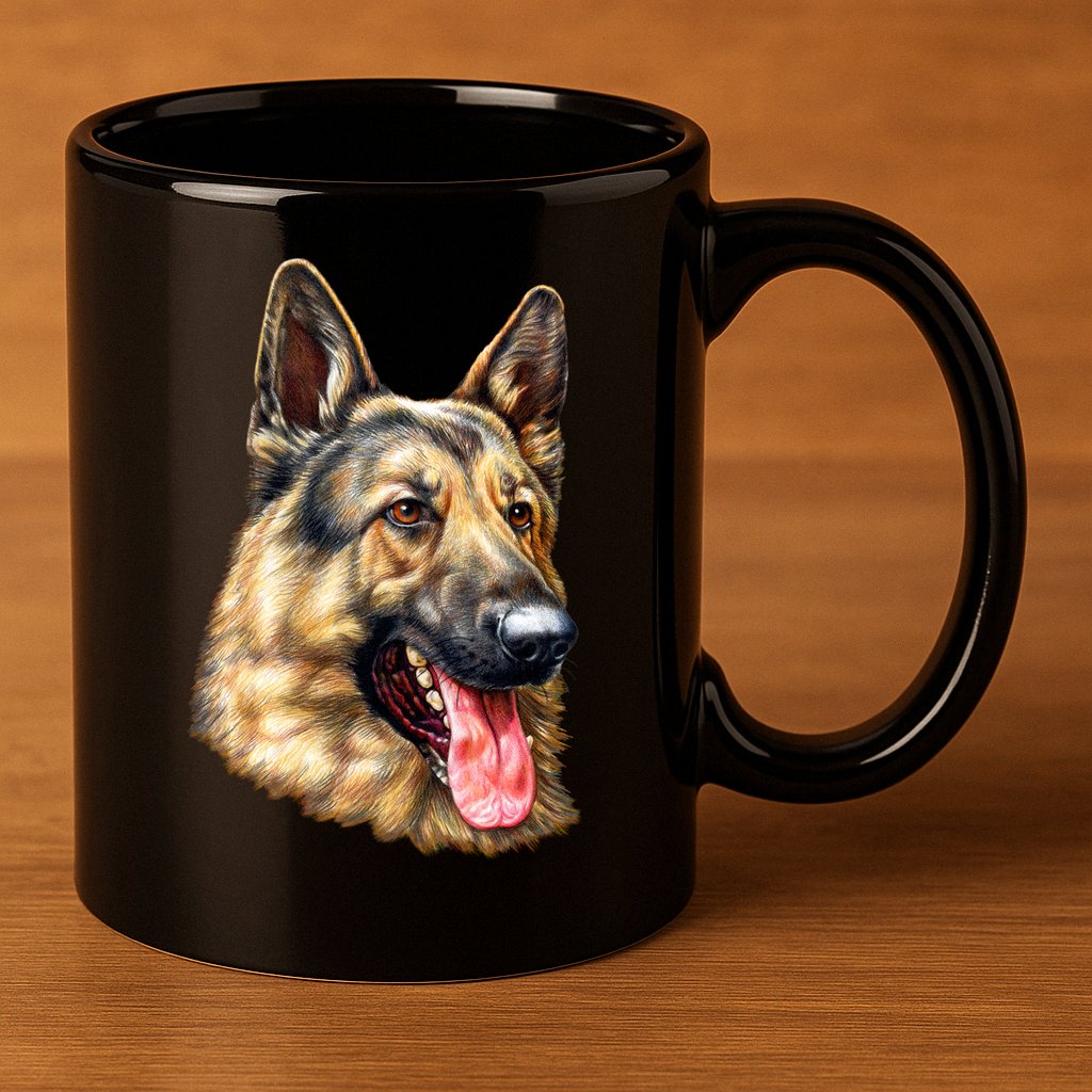 German Shepherd Face 11oz C Handle Ceramic Mug