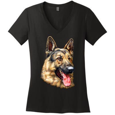German Shepherd Face Women's V-Neck T-Shirt