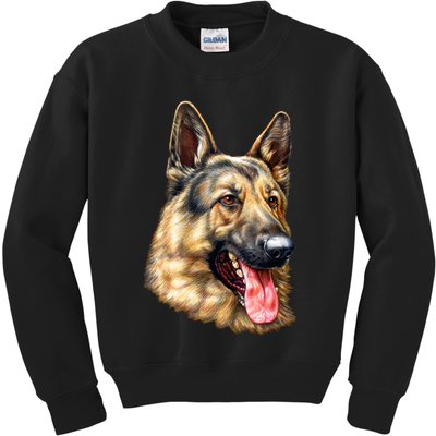 German Shepherd Face Kids Sweatshirt