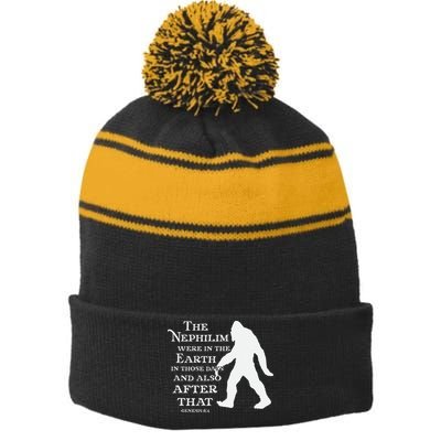 Genesis 64 Christian Sasquatch Stripe Pom Pom Beanie