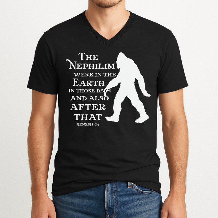 Genesis 64 Christian Sasquatch V-Neck T-Shirt