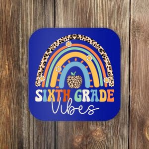 Groovy 6Th Grade Vibes Back To School Rainbow Leopard Print Cool Gift Coaster