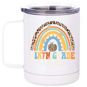 Groovy 6Th Grade Vibes Back To School Rainbow Leopard Print Cool Gift 12 oz Stainless Steel Tumbler Cup