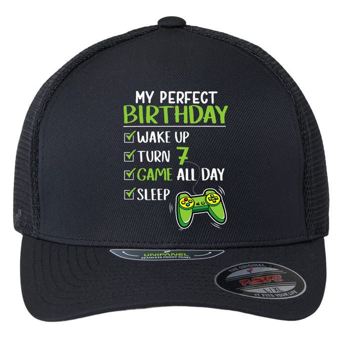 Gamer 7th Birthday Gaming 7 Years Old Perfect Gift Flexfit Unipanel Trucker Cap