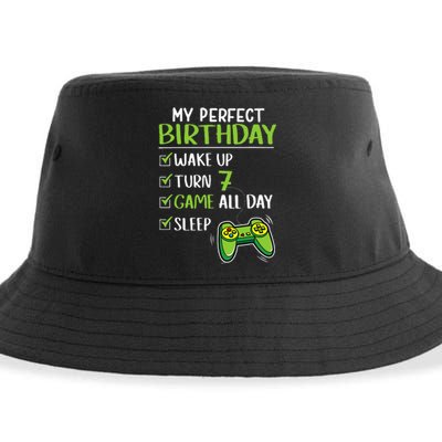 Gamer 7th Birthday Gaming 7 Years Old Perfect Gift Sustainable Bucket Hat