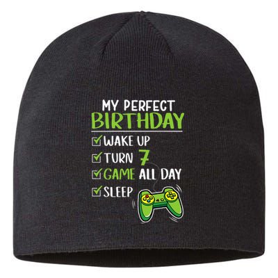 Gamer 7th Birthday Gaming 7 Years Old Perfect Gift Sustainable Beanie