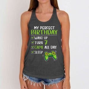 Gamer 7th Birthday Gaming 7 Years Old Perfect Gift Women's Knotted Racerback Tank