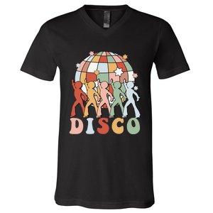 Groovy 70s Disco Ball Dancing Queens Kings V-Neck T-Shirt