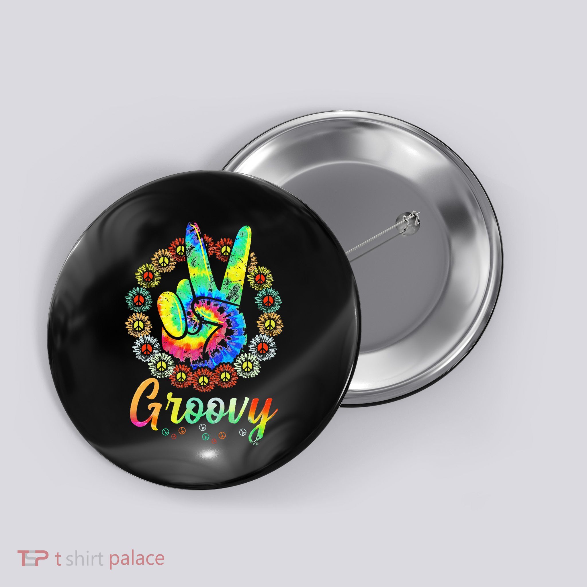 Groovy 70's Tie Dye Vintage 70s Retro 70's Hippie Costume Button