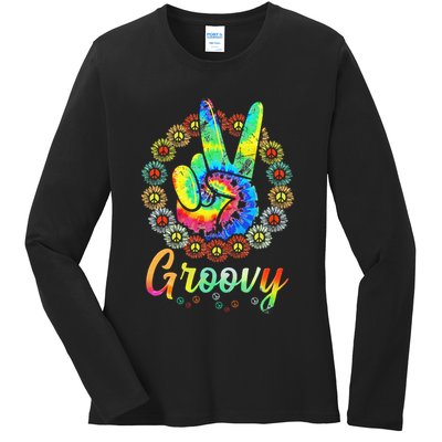 Groovy 70's Tie Dye Vintage 70s Retro 70's Hippie Costume Ladies Long Sleeve Shirt